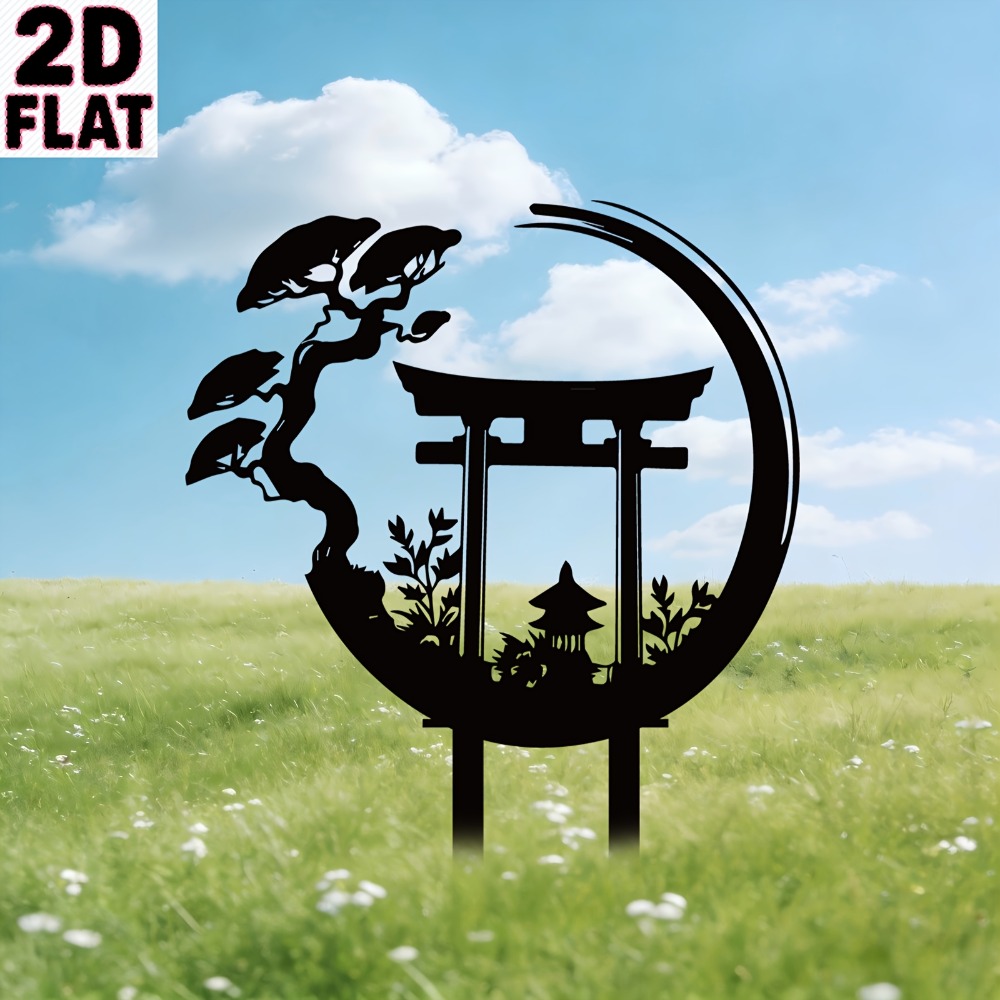 Bonsai Garden Art - CIFBUY Metall-Wandkunst Torii-Tor Eisenkunst-Skulptur Retro-Pagode Bonsai-Stab