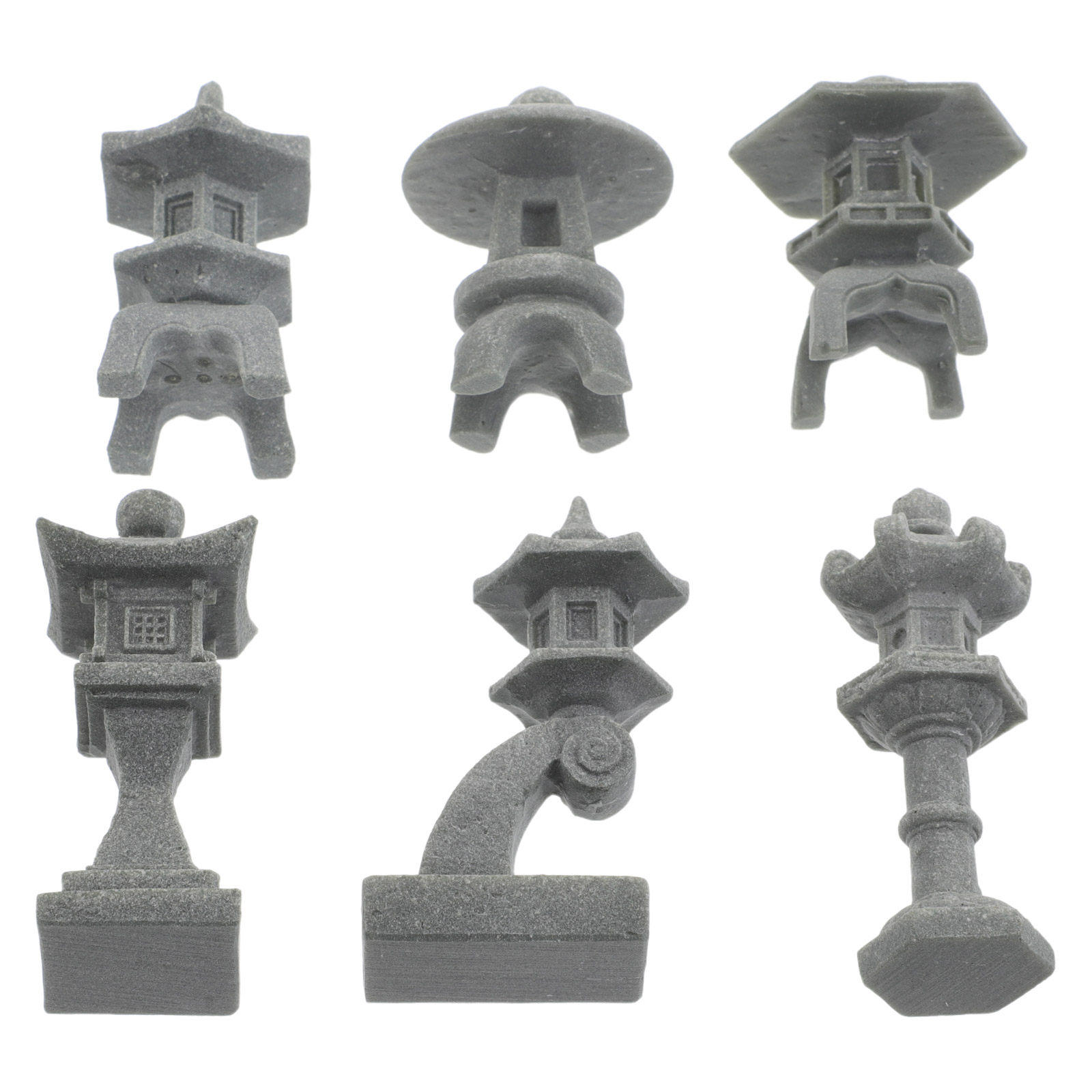 Bonsai Zen Garden Set - 6-teiliges Set japanischer Steinlaternen-Pagoden-Skulpturen, asiatische Aquarium-Dekoration,