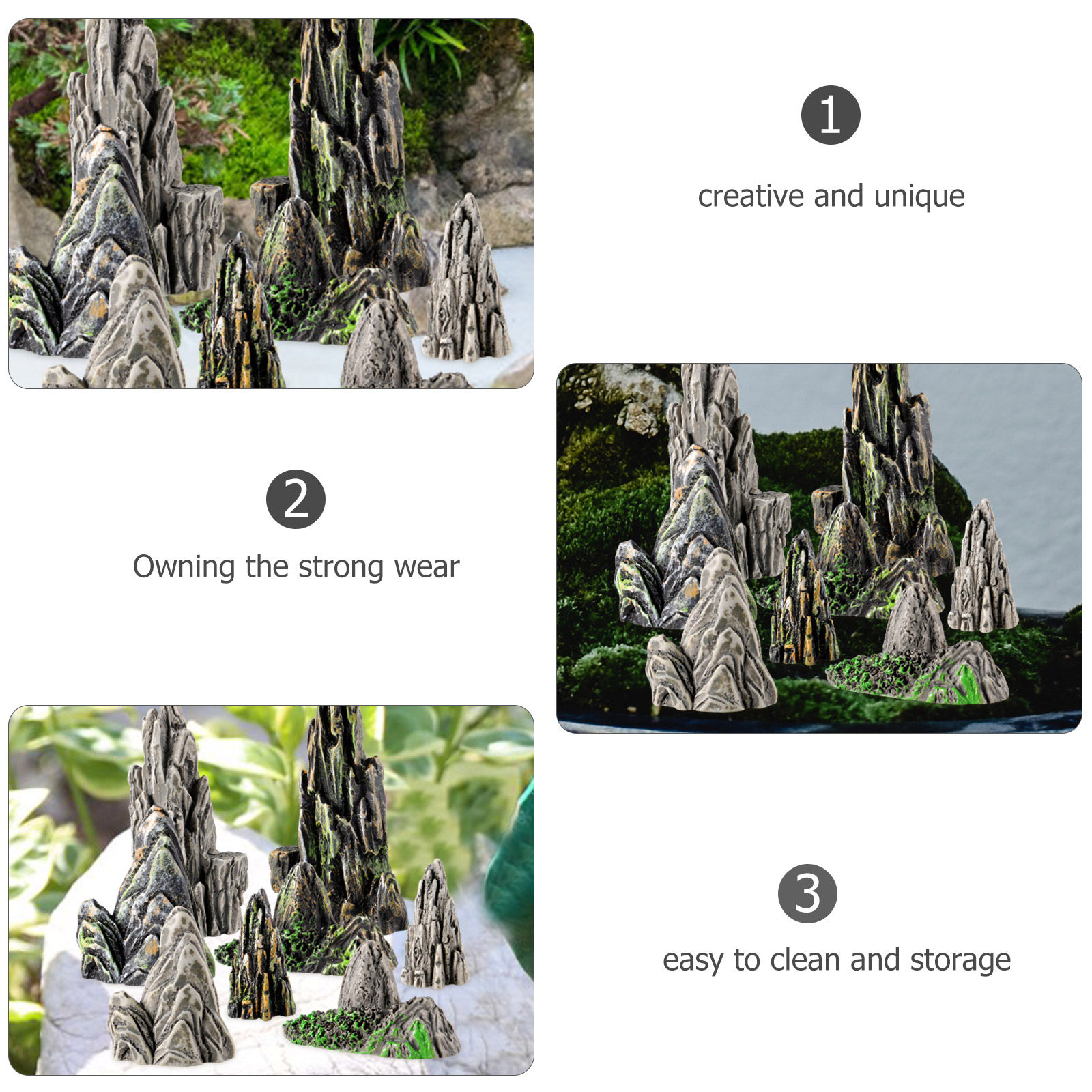 8-teiliges Mini-Harz-Felsenlan – Bonsai Zen Garden Set Bewertung und Preis