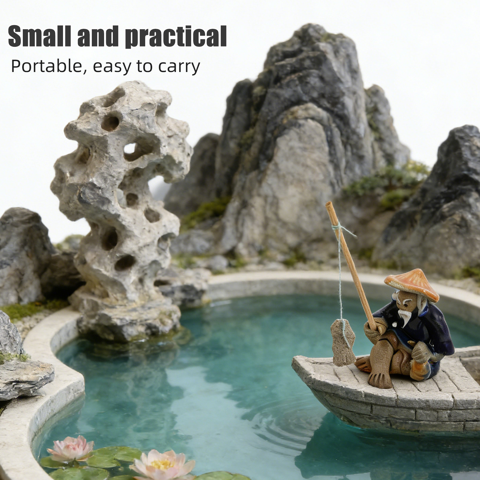 Mini Keramik-Fischer-Skulptur  – Bonsai Garden Landscape Design Bewertung und Preis